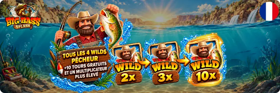 Multiplicateurs wilds et retriggers Big Bass Splash