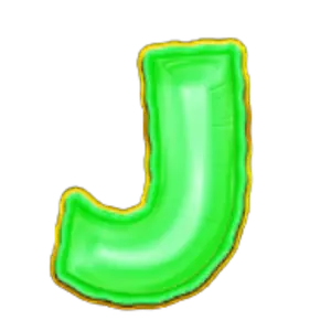 Green J slot symbol