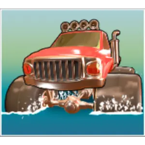 Red off-road vehicle in slot